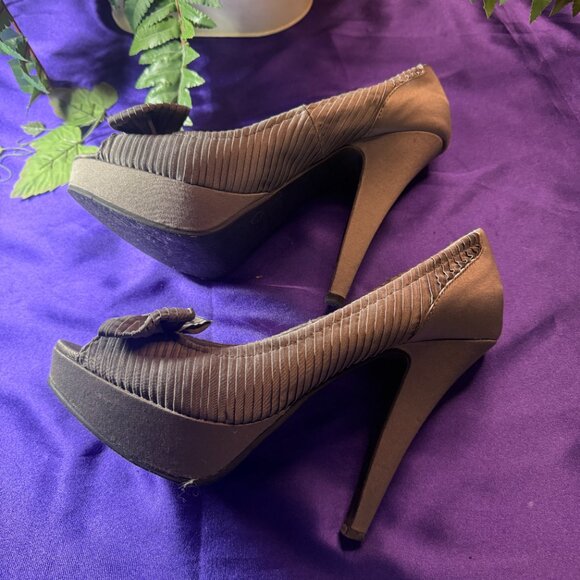 📌Blake Scott Beautiful Plated Fabric Open Toe 5" High Heel Pumps with Platform - Picture 2 of 12